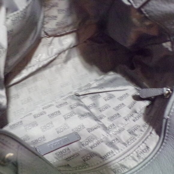 Michael Kors Gray Handbag with Silver Accents Leather Zip Closure Pockets - Picture 6 of 7